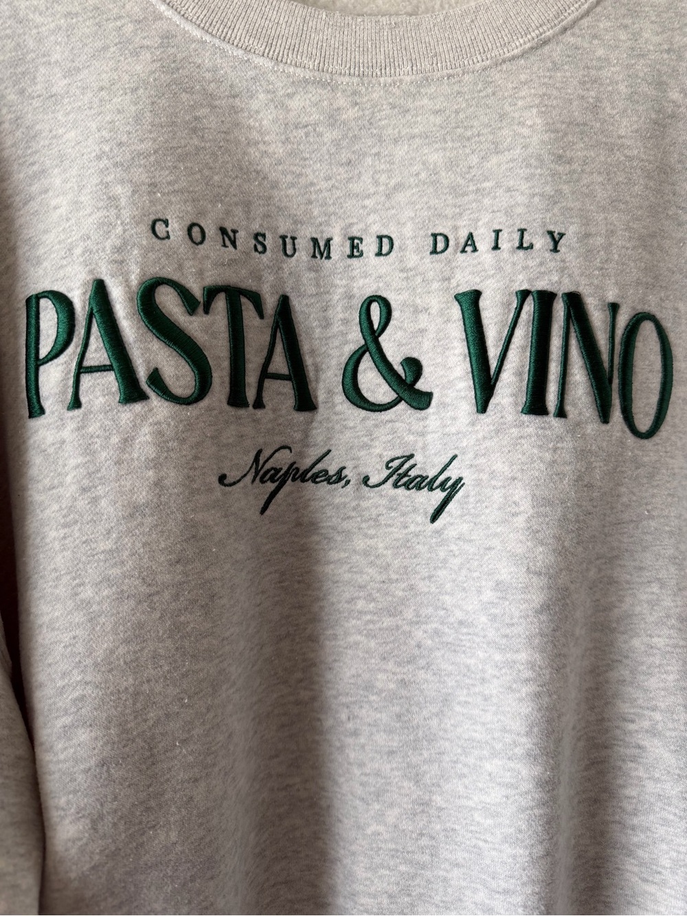 Abercrombie & Fitch Light Gray "Pasta & Vino" Crew Sweatshirt - Picture 2 of 4